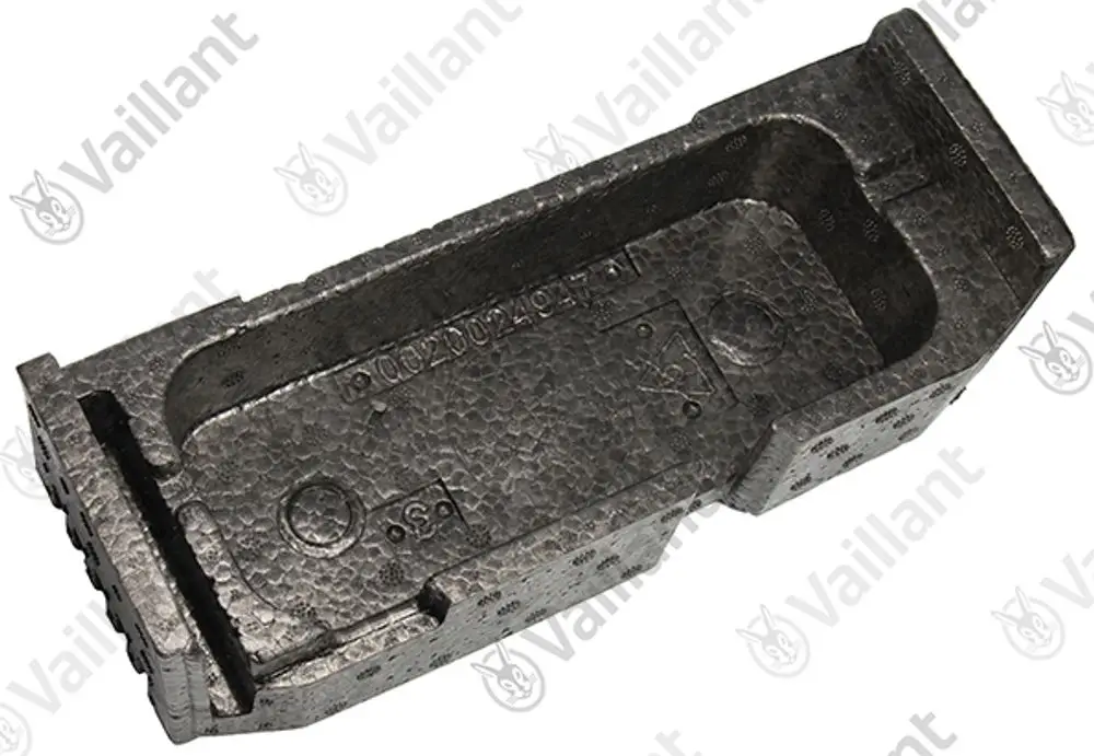 Isolierstück von Vaillant in rechteckiger Form mit eingelassener Vertiefung auf der Oberseite, hergestellt aus einem robusten Material.
